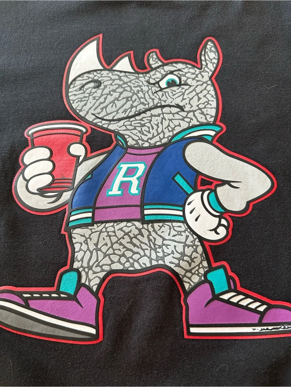 Vintage Ecko Unlimited Black Sweatshirt with Colorful Rhino Mascot. Size L - Picture 9 of 9